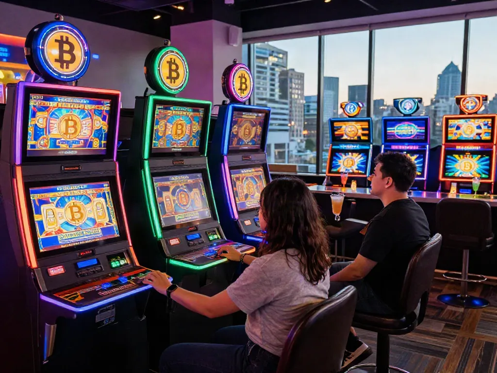 crypto casino Canada that accepts Bitcoin featuring vibrant gaming environment and engaged players