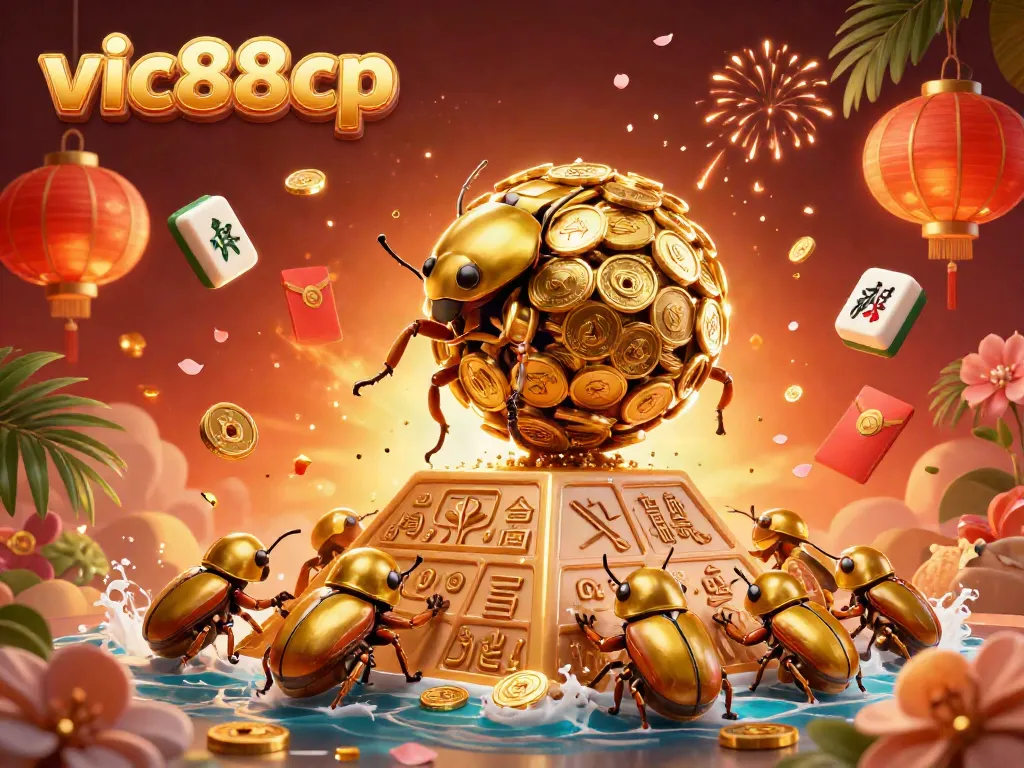 Win big with the enriching experience at vic88cp, featuring golden coins and casino symbols in a vibrant scene.